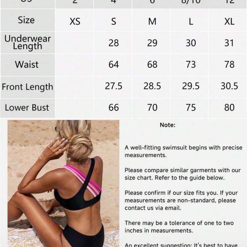 2 SHEIN Black Bikini with Bright Pink Multi-Strap Back swimsuits XS & S! 2 for 1 - Picture 6 of 9